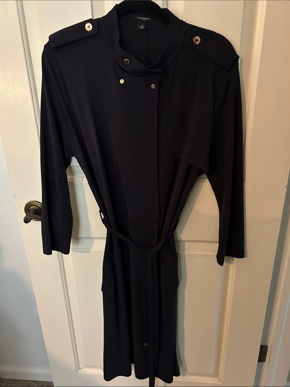 Ann Taylor Navy Long Sleeve Wrap Dress with Belt